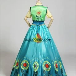 Cosrea Frozen Fever Anna Turquoise Satin Embroidered Cosplay Costume Disney Inspired 15 Cosrea Frozen Fever Anna Turquoise Satin Embroidered Cosplay Costume Disney Inspired