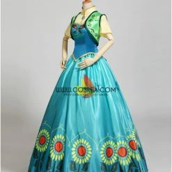 Cosrea Frozen Fever Anna Turquoise Satin Embroidered Cosplay Costume Disney Inspired 14 Cosrea Frozen Fever Anna Turquoise Satin Embroidered Cosplay Costume Disney Inspired