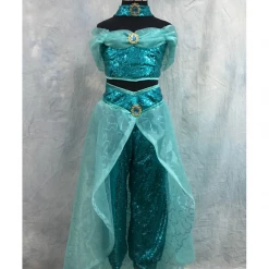 Cosrea Girls Size Jasmine Sequin Fabric Cosplay Costume Disney Inspired
