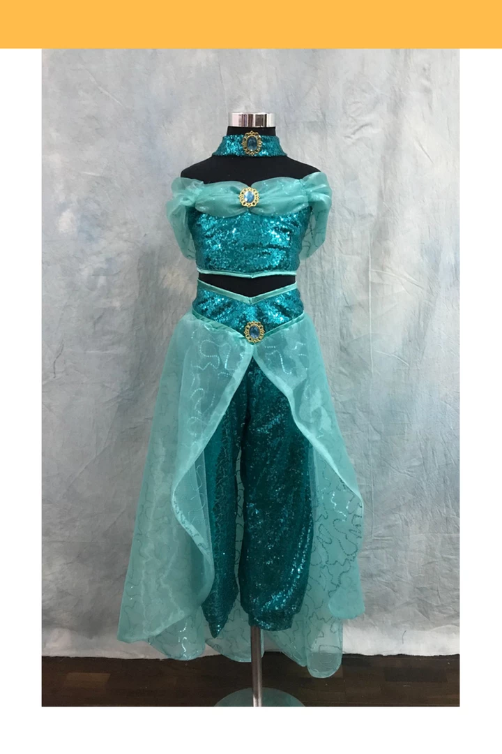 Cosrea Girls Size Jasmine Sequin Fabric Cosplay Costume Disney Inspired 3 Cosrea Girls Size Jasmine Sequin Fabric Cosplay Costume Disney Inspired