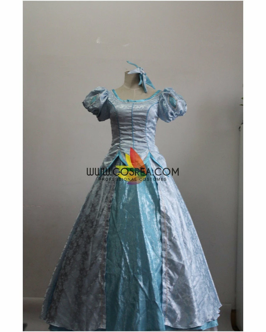 Cosrea Little Mermaid Ariel Cadet Blue Brocade Satin Cosplay Costume Disney Inspired 5 Cosrea Little Mermaid Ariel Cadet Blue Brocade Satin Cosplay Costume Disney Inspired