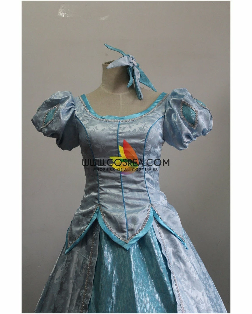 Cosrea Little Mermaid Ariel Cadet Blue Brocade Satin Cosplay Costume Disney Inspired 4 Cosrea Little Mermaid Ariel Cadet Blue Brocade Satin Cosplay Costume Disney Inspired