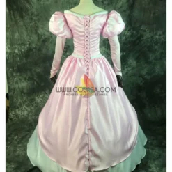 Cosrea Disney Inspired Little Mermaid Ariel Pastel Pink With Bubble Sleeves Satin Cosplay Costume