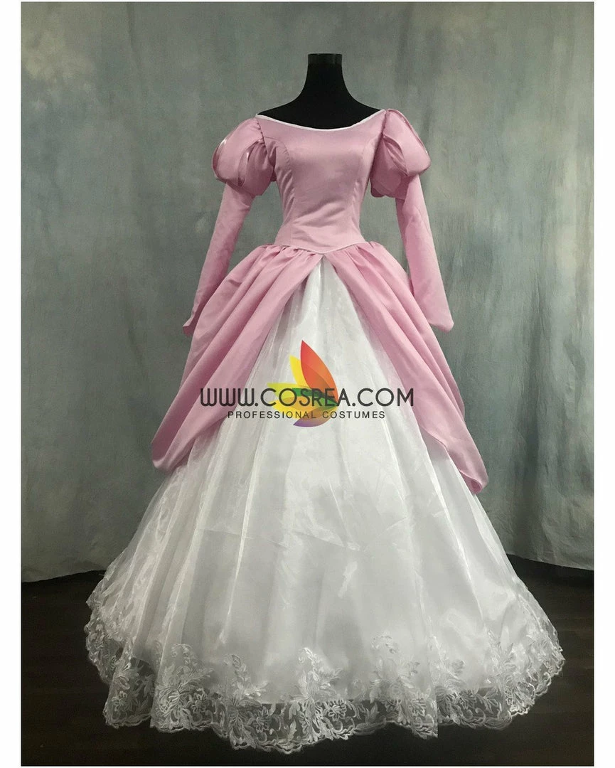 Cosrea Disney Inspired Little Mermaid Ariel Rose Pink With Floral Lace Cosplay Costume 4 Cosrea Disney Inspired Little Mermaid Ariel Rose Pink With Floral Lace Cosplay Costume