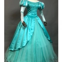 Cosrea Disney Inspired Little Mermaid Ariel Sapphire Teal Tulle Overlayer Cosplay Costume