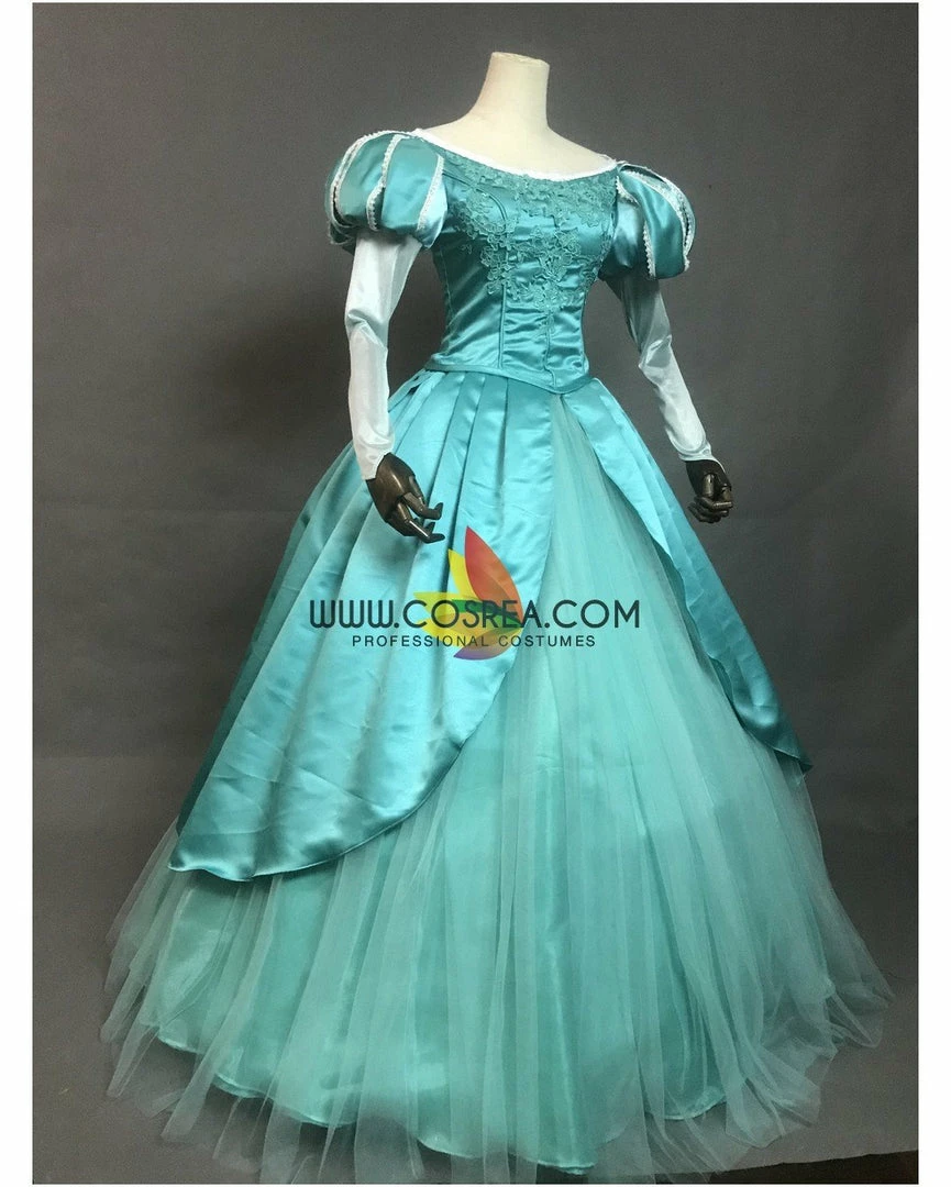 Cosrea Disney Inspired Little Mermaid Ariel Sapphire Teal Tulle Overlayer Cosplay Costume 5 Cosrea Disney Inspired Little Mermaid Ariel Sapphire Teal Tulle Overlayer Cosplay Costume
