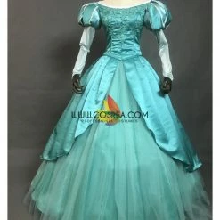 Cosrea Disney Inspired Little Mermaid Ariel Sapphire Teal Tulle Overlayer Cosplay Costume