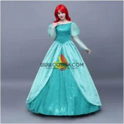 Cosrea Disney Inspired Little Mermaid Ariel Turquoise Sequin Tulle Cosplay Costume