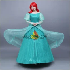 Cosrea Disney Inspired Little Mermaid Ariel Turquoise Sequin Tulle Cosplay Costume