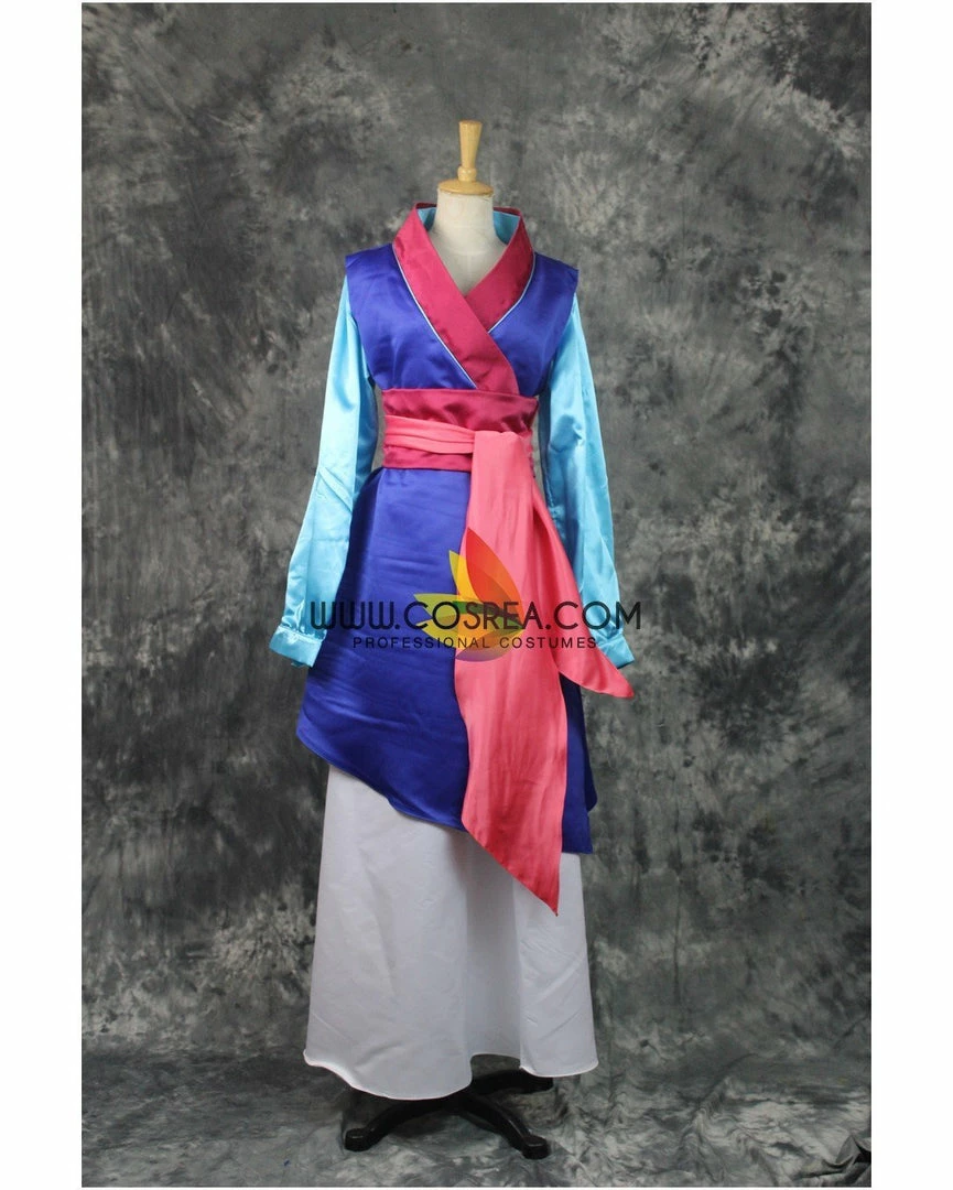 Cosrea Mulan Navy Blue Satin Cosplay Costume 4 Cosrea Mulan Navy Blue Satin Cosplay Costume
