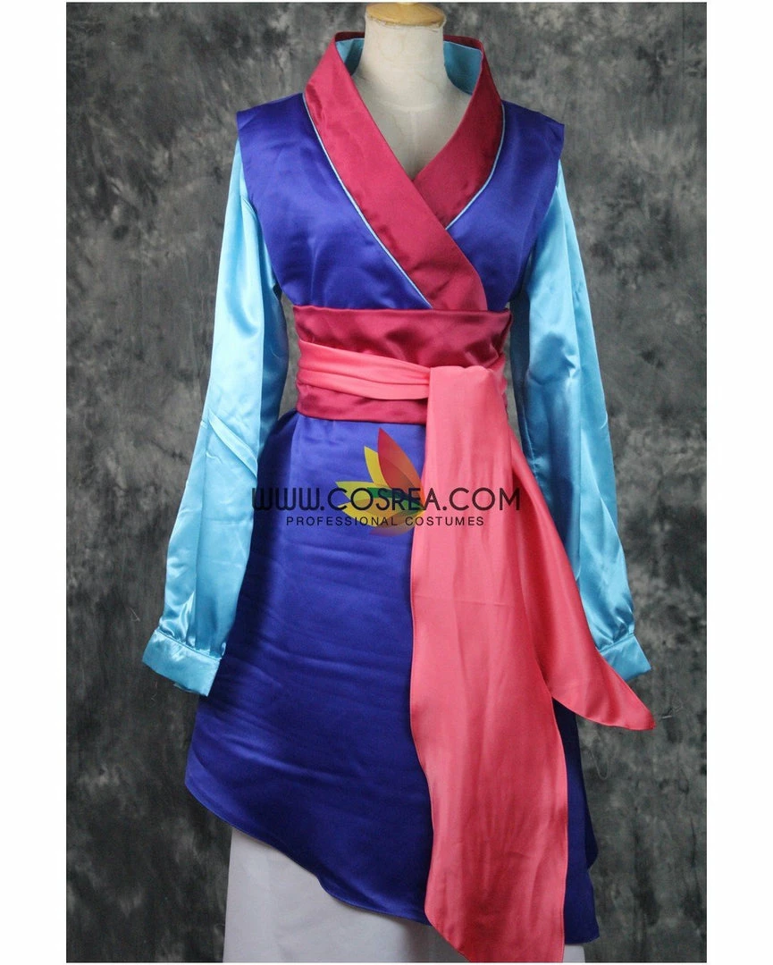 Cosrea Mulan Navy Blue Satin Cosplay Costume 7 Cosrea Mulan Navy Blue Satin Cosplay Costume