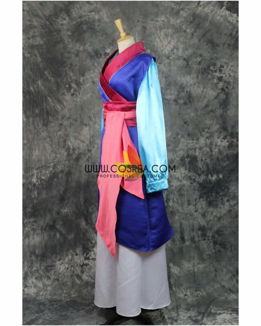 Cosrea Mulan Navy Blue Satin Cosplay Costume 5 Cosrea Mulan Navy Blue Satin Cosplay Costume