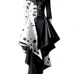 Cosrea Disney Inspired Disney Cruella 2021 Movie 101 Dalmatian's PU Leather Cosplay Costume