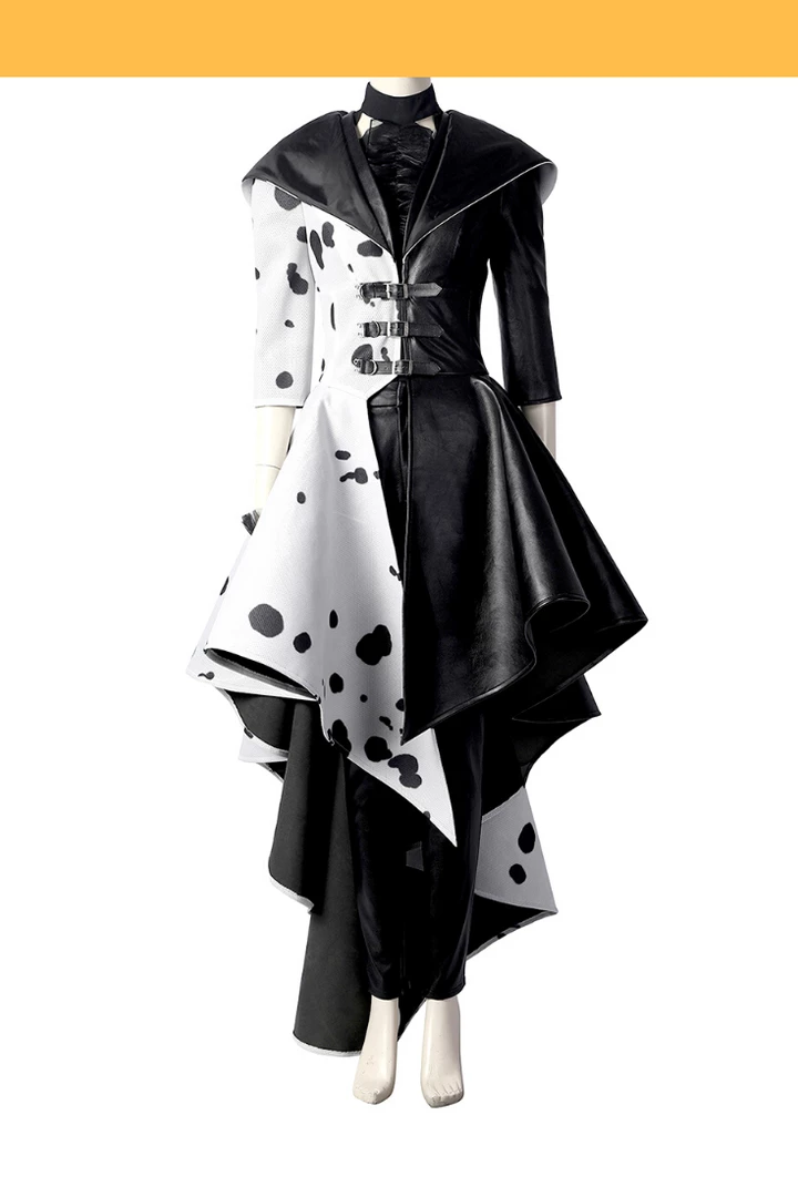 Cosrea Disney Inspired Disney Cruella 2021 Movie 101 Dalmatian's PU Leather Cosplay Costume 3 Cosrea Disney Inspired Disney Cruella 2021 Movie 101 Dalmatian's PU Leather Cosplay Costume