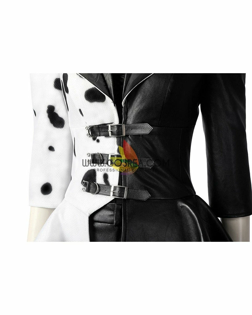 Cosrea Disney Inspired Disney Cruella 2021 Movie 101 Dalmatian's PU Leather Cosplay Costume 7 Cosrea Disney Inspired Disney Cruella 2021 Movie 101 Dalmatian's PU Leather Cosplay Costume