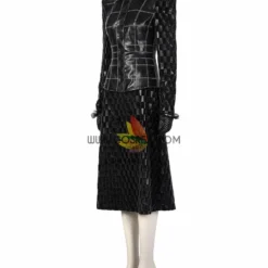 Cosrea Disney Cruella 2021 Movie Black Plaid PU Leather Cosplay Costume