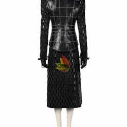 Cosrea Disney Cruella 2021 Movie Black Plaid PU Leather Cosplay Costume