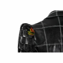 Cosrea Disney Cruella 2021 Movie Black Plaid PU Leather Cosplay Costume