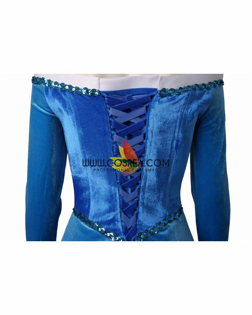 Cosrea Disney Inspired Sleeping Beauty Aurora In Blue With Velvet Sleeves Cosplay Costume 9 Cosrea Disney Inspired Sleeping Beauty Aurora In Blue With Velvet Sleeves Cosplay Costume