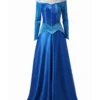 Cosrea Disney Inspired Sleeping Beauty Aurora In Blue With Velvet Sleeves Cosplay Costume