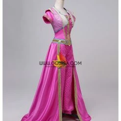 Cosrea Princess Jasmine Pink Satin Live Action Movie Cosplay Costume Disney Inspired