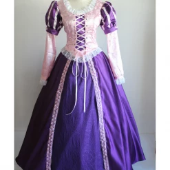 Cosrea Rapunzel Classic Brocade Satin Cosplay Costume Disney Inspired