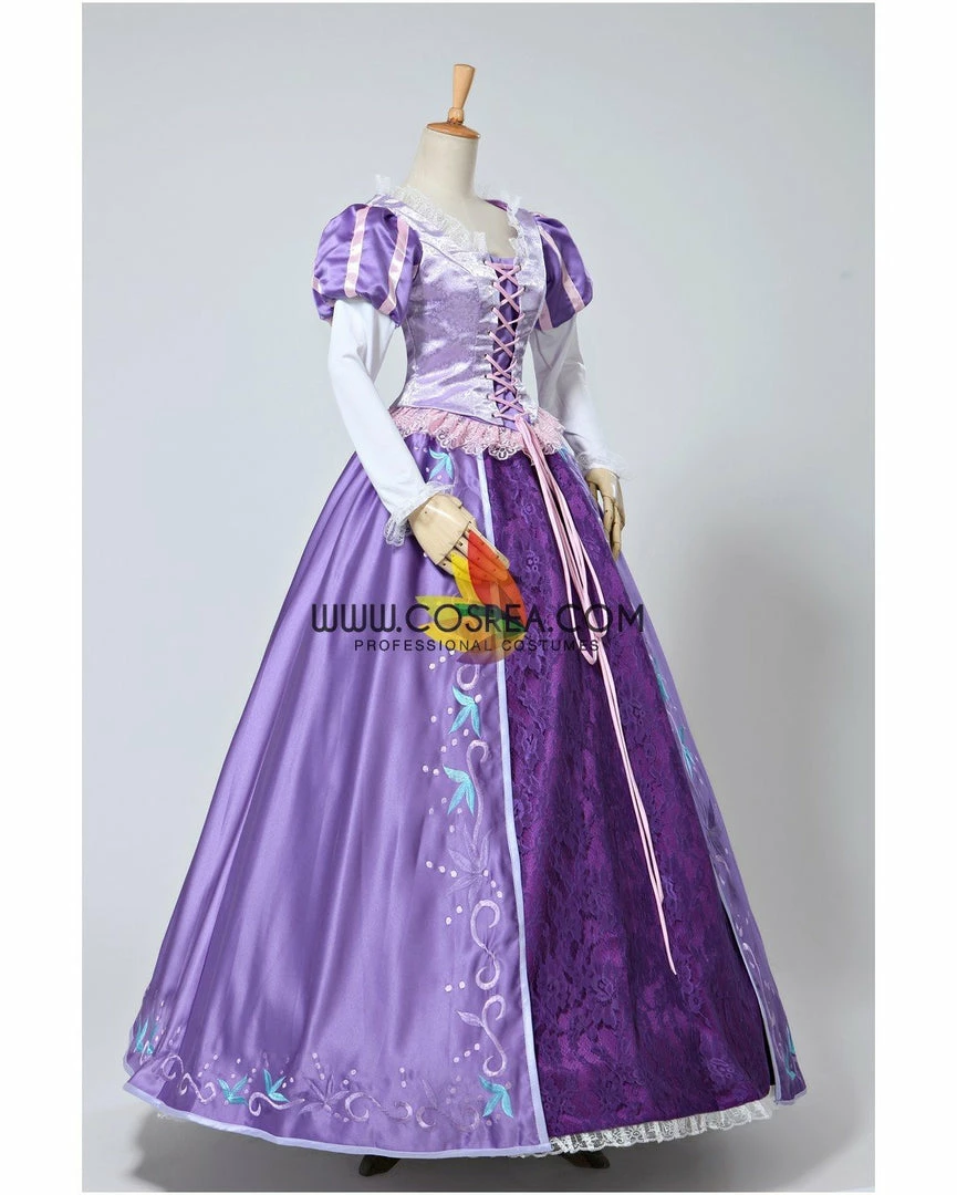 Cosrea Rapunzel Embroidered Brocade Satin Cosplay Costume 5 Cosrea Rapunzel Embroidered Brocade Satin Cosplay Costume