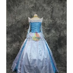 Cosrea Disney Inspired Sleeping Beauty Aurora Blue Brocade Satin Cosplay Costume