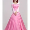 Cosrea Sleeping Beauty Aurora Classic Pink Satin Cosplay Costume Disney Inspired