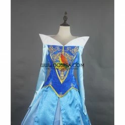 Cosrea Sleeping Beauty Aurora Embroidered Blue Velvet Cosplay Costume Disney Inspired