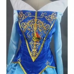 Cosrea Sleeping Beauty Aurora Embroidered Blue Velvet Cosplay Costume Disney Inspired