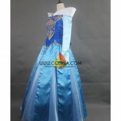 Cosrea Sleeping Beauty Aurora Embroidered Blue Velvet Cosplay Costume Disney Inspired