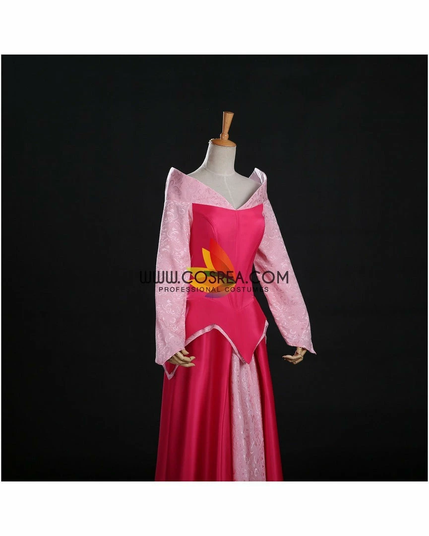 Cosrea Disney Inspired Sleeping Beauty Aurora Park Inspired Brocade Satin Cosplay Costume 8 Cosrea Disney Inspired Sleeping Beauty Aurora Park Inspired Brocade Satin Cosplay Costume