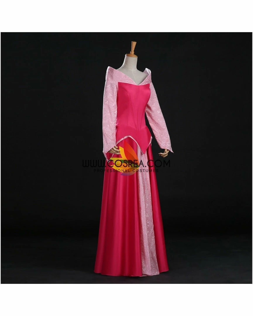 Cosrea Disney Inspired Sleeping Beauty Aurora Park Inspired Brocade Satin Cosplay Costume 5 Cosrea Disney Inspired Sleeping Beauty Aurora Park Inspired Brocade Satin Cosplay Costume