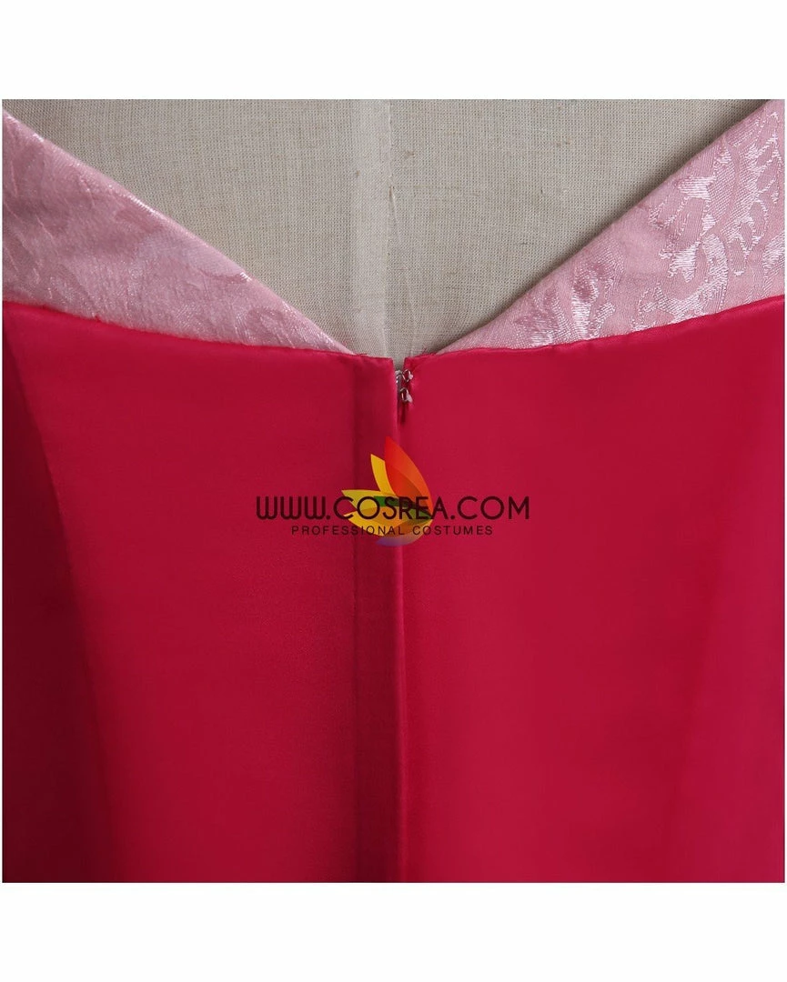 Cosrea Disney Inspired Sleeping Beauty Aurora Park Inspired Brocade Satin Cosplay Costume 11 Cosrea Disney Inspired Sleeping Beauty Aurora Park Inspired Brocade Satin Cosplay Costume