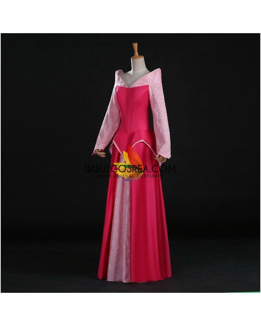 Cosrea Disney Inspired Sleeping Beauty Aurora Park Inspired Brocade Satin Cosplay Costume 6 Cosrea Disney Inspired Sleeping Beauty Aurora Park Inspired Brocade Satin Cosplay Costume