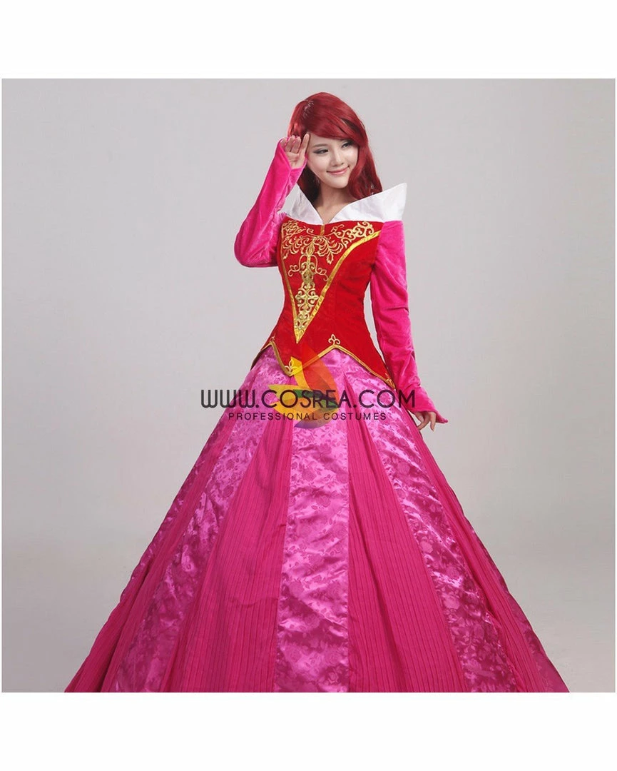 Cosrea Disney Inspired Sleeping Beauty Aurora Velvet Embroidered Cosplay Costume 5 Cosrea Disney Inspired Sleeping Beauty Aurora Velvet Embroidered Cosplay Costume