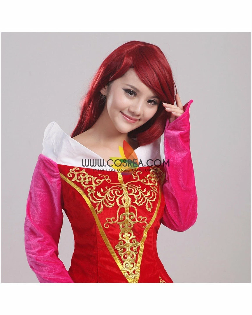 Cosrea Disney Inspired Sleeping Beauty Aurora Velvet Embroidered Cosplay Costume 4 Cosrea Disney Inspired Sleeping Beauty Aurora Velvet Embroidered Cosplay Costume