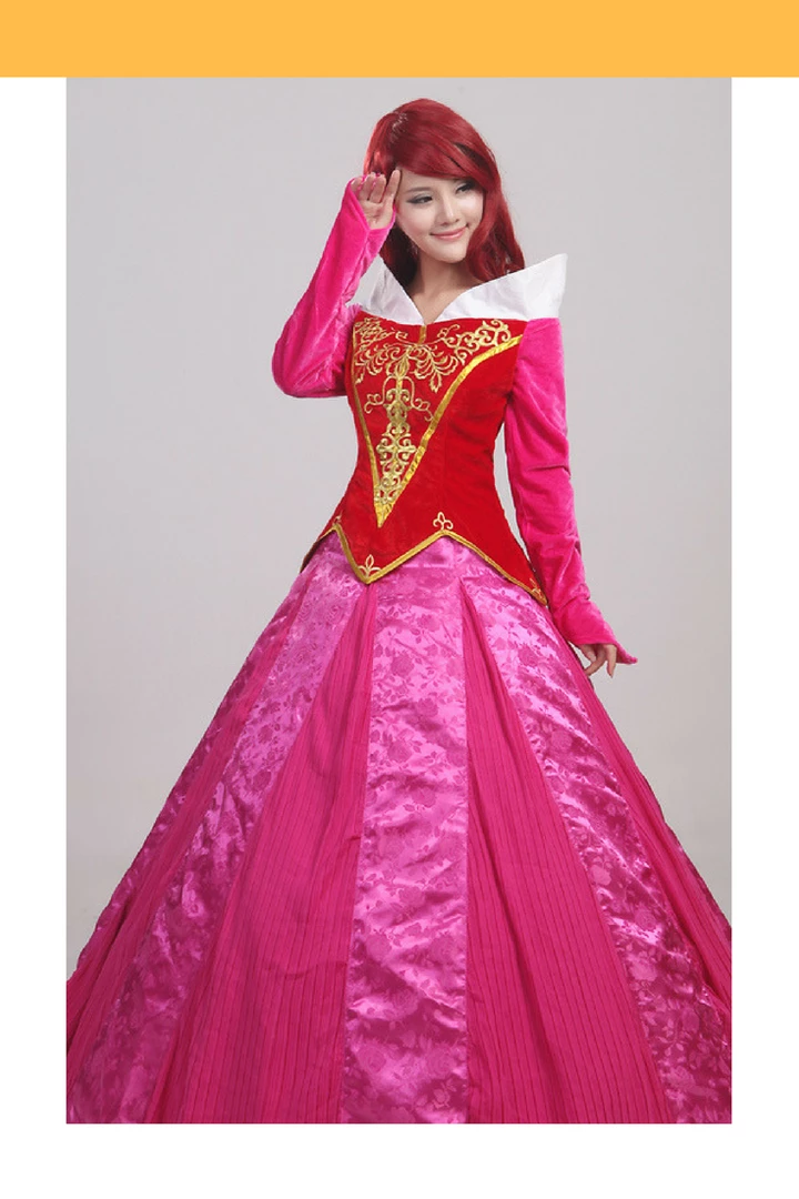 Cosrea Disney Inspired Sleeping Beauty Aurora Velvet Embroidered Cosplay Costume 3 Cosrea Disney Inspired Sleeping Beauty Aurora Velvet Embroidered Cosplay Costume