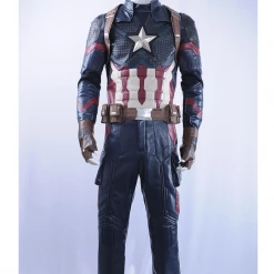 Cosrea Captain America Metallic Navy PU Leather Cosplay Costume