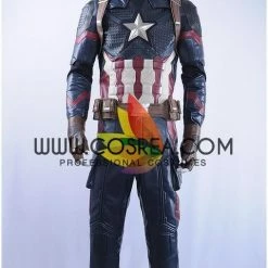Cosrea Captain America Metallic Navy PU Leather Cosplay Costume