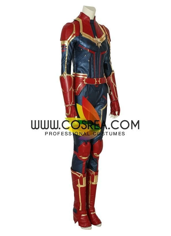 Cosrea Captain Marvel Metallic Blue PU Leather Cosplay Costume 6 Cosrea Captain Marvel Metallic Blue PU Leather Cosplay Costume