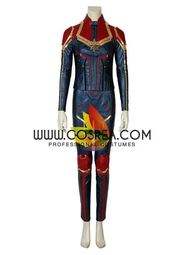 Cosrea Captain Marvel Metallic Blue PU Leather Cosplay Costume 9 Cosrea Captain Marvel Metallic Blue PU Leather Cosplay Costume