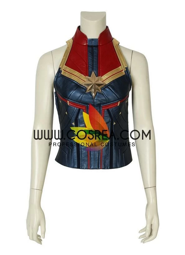 Cosrea Captain Marvel Metallic Blue PU Leather Cosplay Costume 11 Cosrea Captain Marvel Metallic Blue PU Leather Cosplay Costume