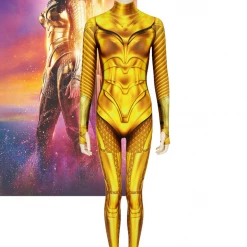 Cosrea DC Universe Wonder Woman 1984 Gold Armor Digital Printed Cosplay Costume