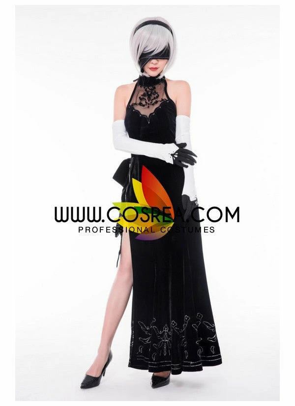 Cosrea NieR Automata 2B Evening Dress Cosplay Costume 4 Cosrea NieR Automata 2B Evening Dress Cosplay Costume