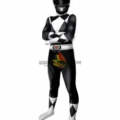 Cosrea Mighty Morphin Power Rangers Black Ranger Kids Size Digital Printed Cosplay Costume Cosplay Costumes