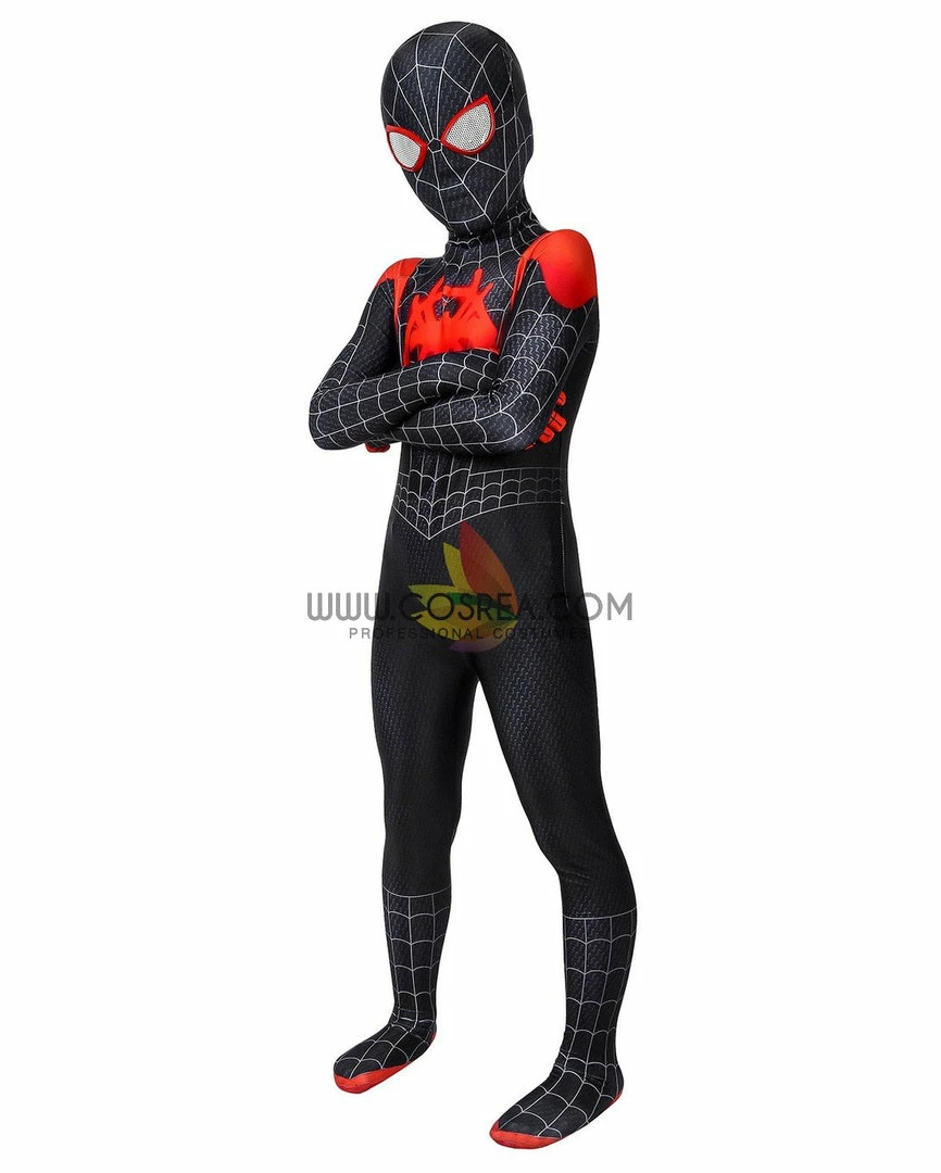 Cosrea Miles Morales Into The Spider-Verse Kids Size Digital Printed Cosplay Costume 5 Cosrea Miles Morales Into The Spider-Verse Kids Size Digital Printed Cosplay Costume