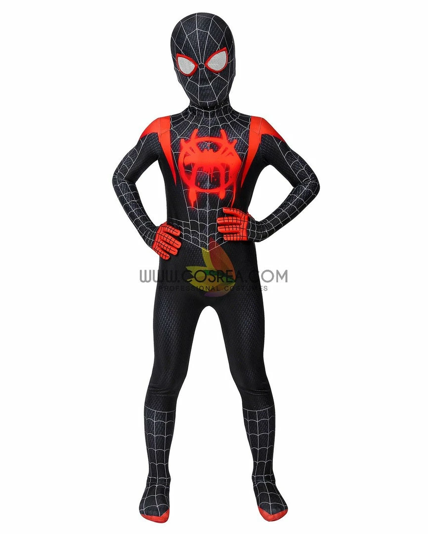 Cosrea Miles Morales Into The Spider-Verse Kids Size Digital Printed Cosplay Costume 4 Cosrea Miles Morales Into The Spider-Verse Kids Size Digital Printed Cosplay Costume