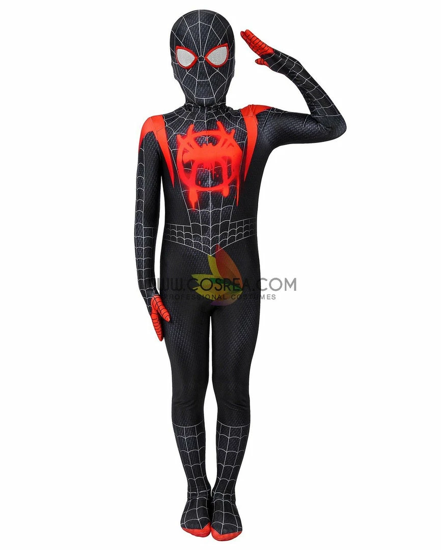 Cosrea Miles Morales Into The Spider-Verse Kids Size Digital Printed Cosplay Costume 6 Cosrea Miles Morales Into The Spider-Verse Kids Size Digital Printed Cosplay Costume